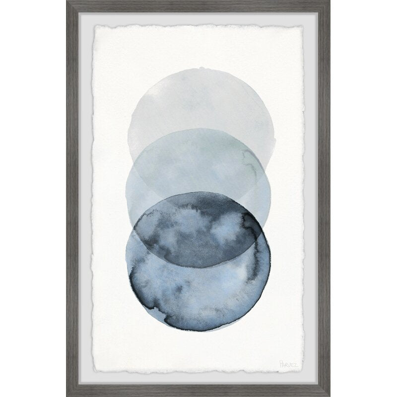 Abstract Blue Circle Overlap Oil Painting for Modern Home Decor
