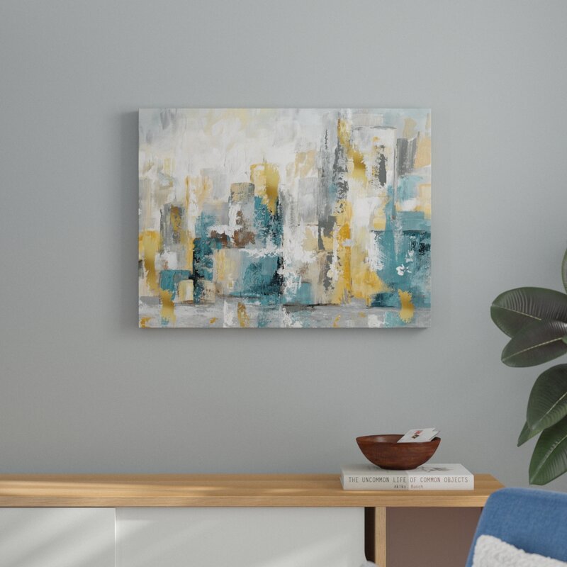 Modern Abstract Cityscape Oil Painting for Contemporary Home Decor