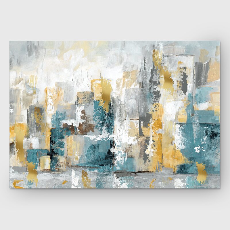 Modern Abstract Cityscape Oil Painting for Contemporary Home Decor