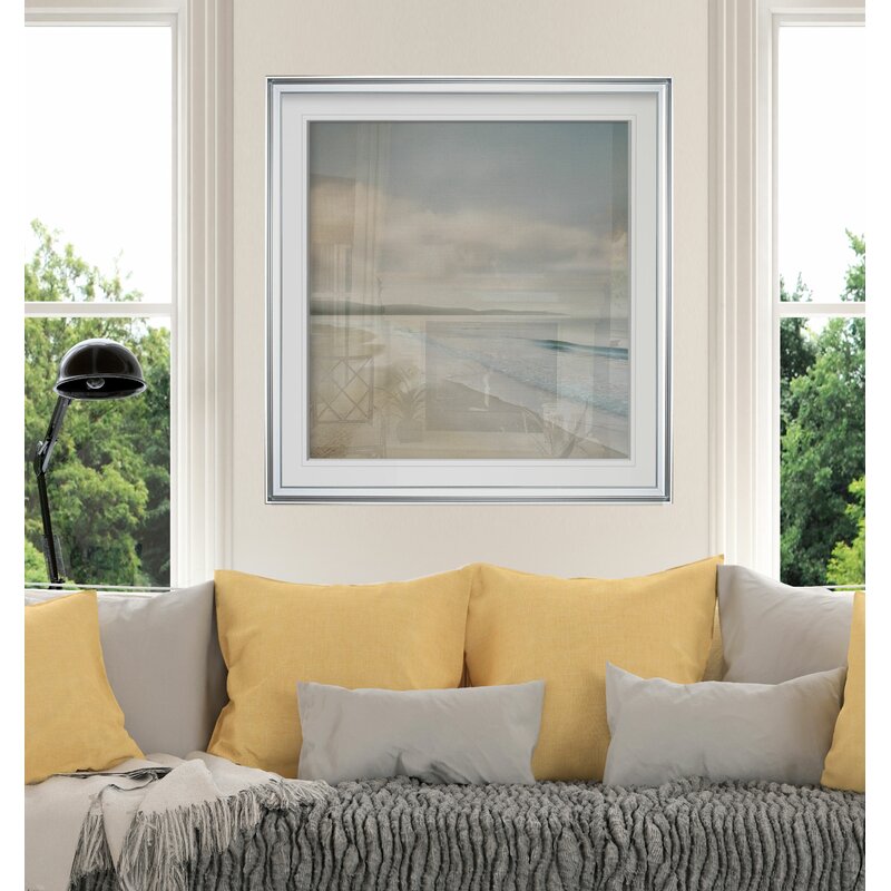 Serene Beachscape: Tranquil Ocean and Cloudy Sky Oil Painting