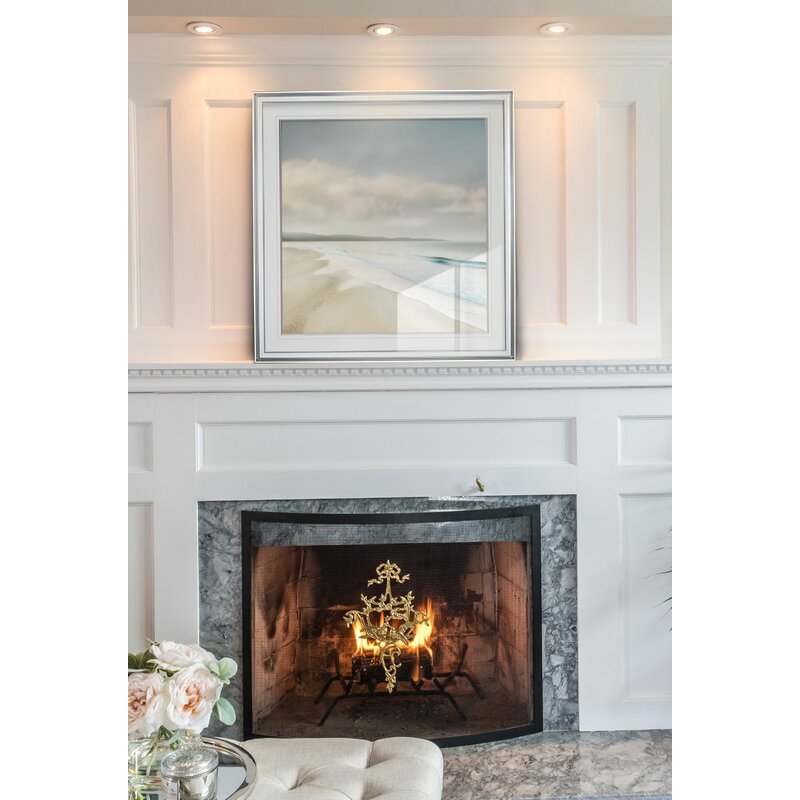 Serene Beachscape: Tranquil Ocean and Cloudy Sky Oil Painting