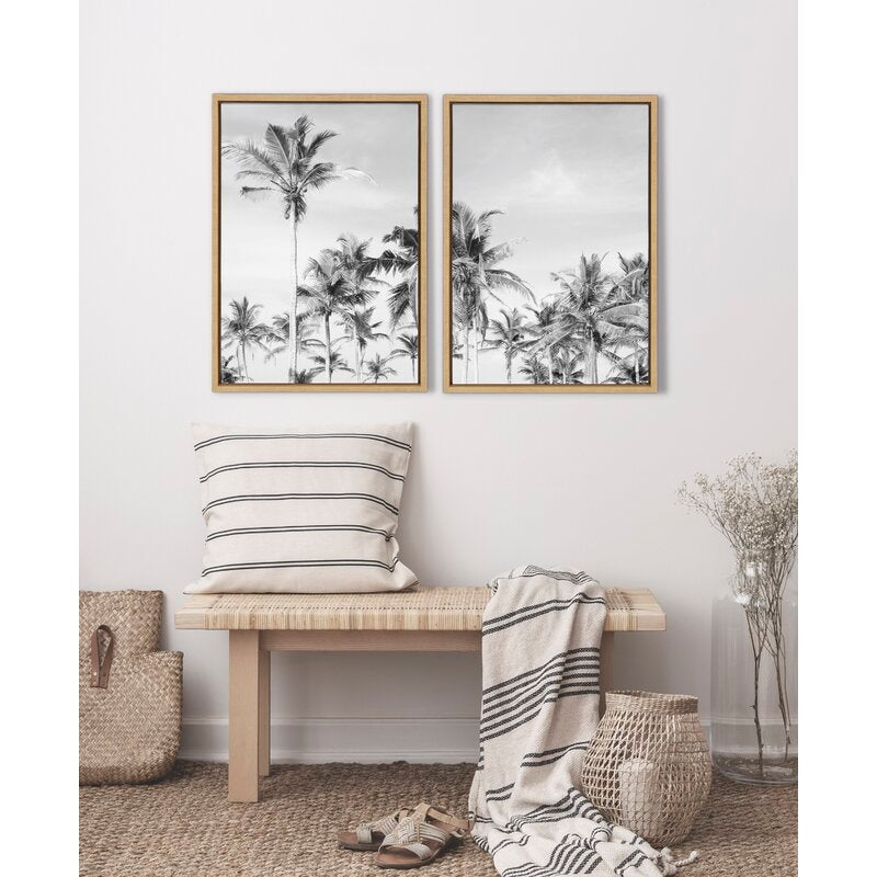 Black and White Coastal Palm Tree Duo for Beach-Inspired Decor