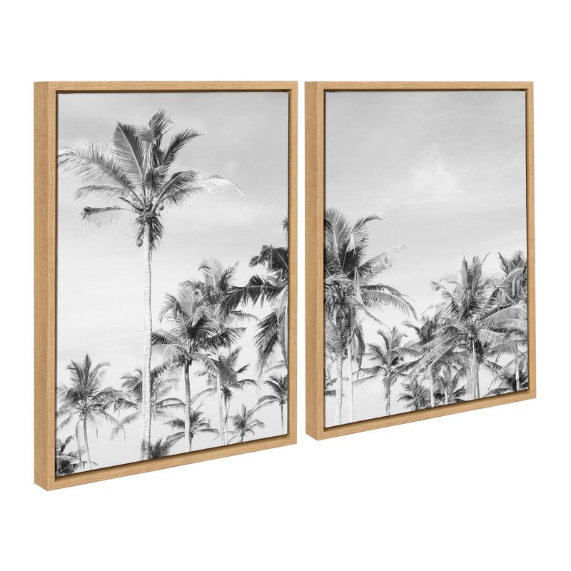 Black and White Coastal Palm Tree Duo for Beach-Inspired Decor