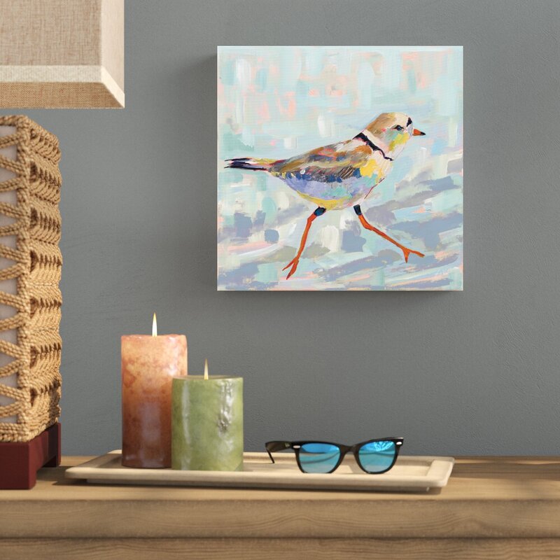 Charming Coastal Plover Oil Painting in Pastel Hues