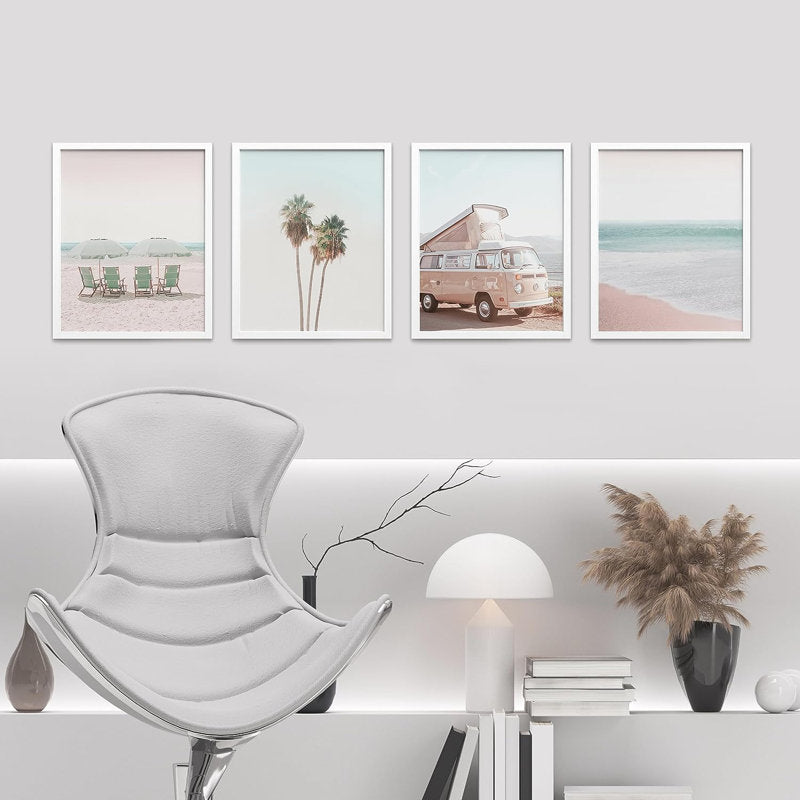 1980s Retro Miami Beach Collage Art Set for Vibrant Home Décor