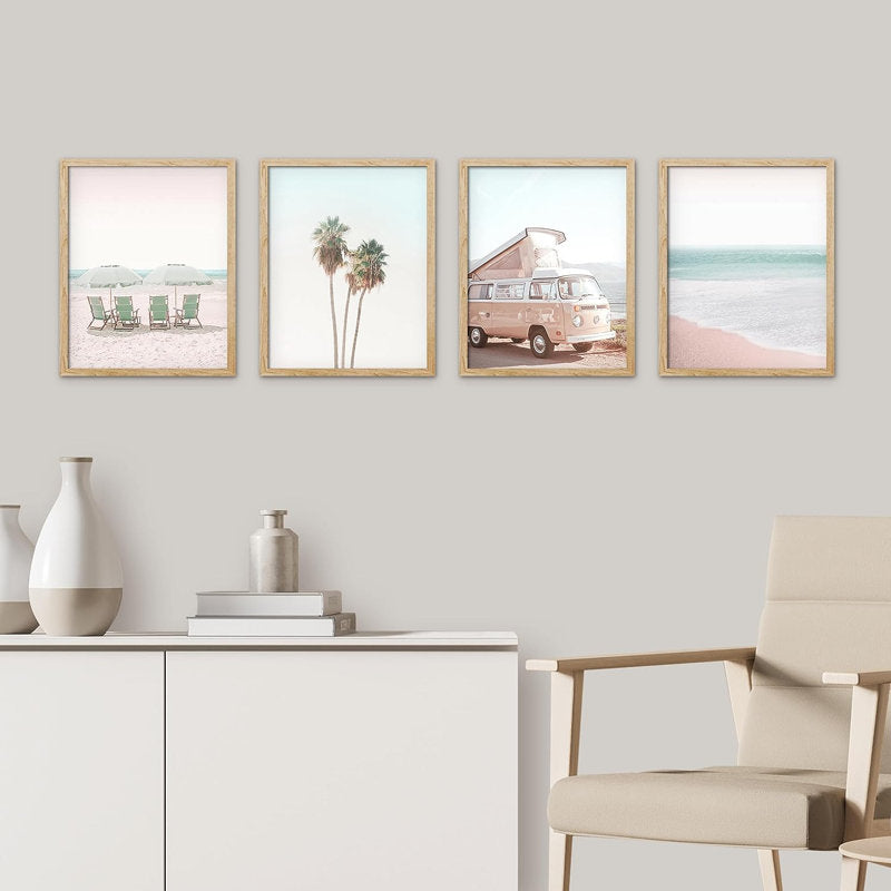 1980s Retro Miami Beach Collage Art Set for Vibrant Home Décor