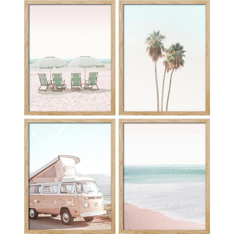1980s Retro Miami Beach Collage Art Set for Vibrant Home Décor