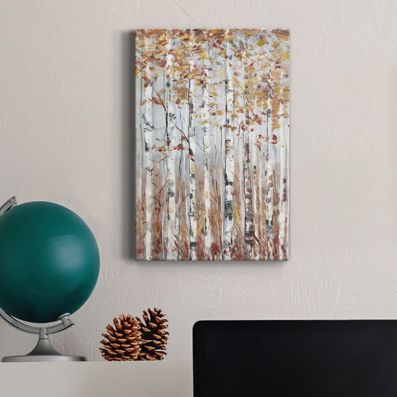 Enchanting Copper Forest Landscape Oil Painting for Home Decor
