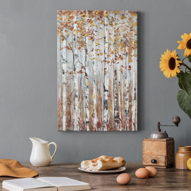 Enchanting Copper Forest Landscape Oil Painting for Home Decor