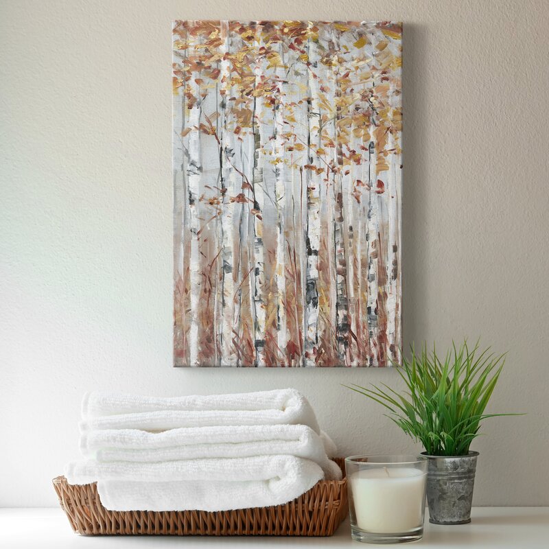 Enchanting Copper Forest Landscape Oil Painting for Home Decor