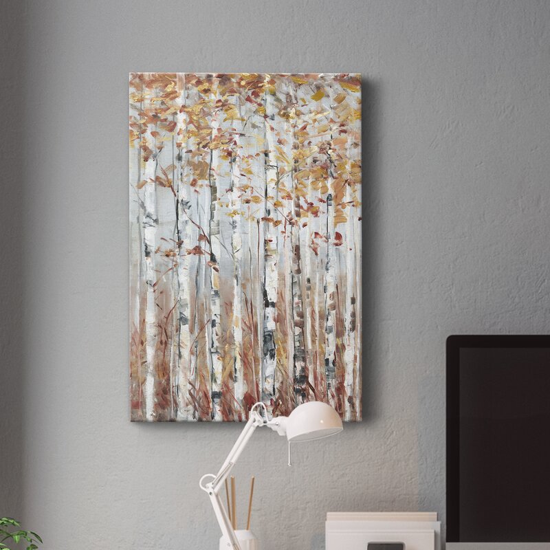 Enchanting Copper Forest Landscape Oil Painting for Home Decor