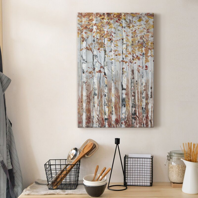 Enchanting Copper Forest Landscape Oil Painting for Home Decor