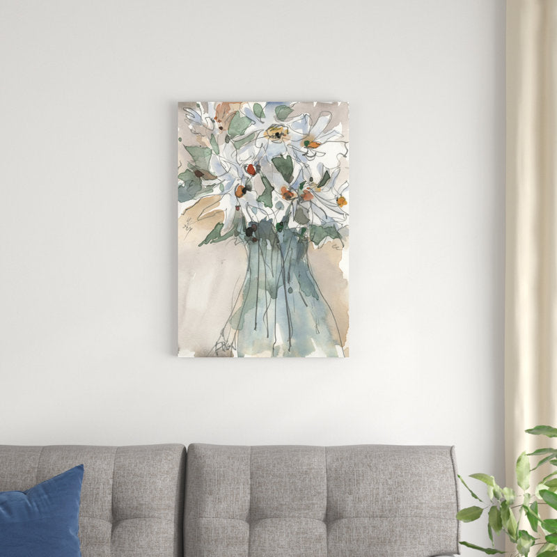 Stunning Floral Oil Painting in Soft Hues - Daisy Bouquet Art for Home Decor