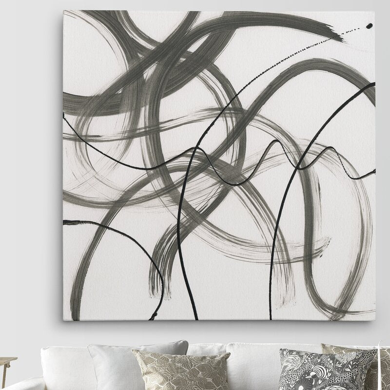 Abstract Flowing Lines Oil Painting for Modern Home Decor