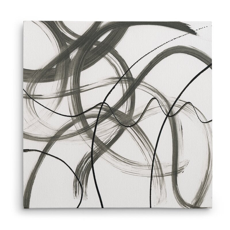 Abstract Flowing Lines Oil Painting for Modern Home Decor