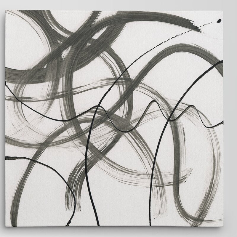 Abstract Flowing Lines Oil Painting for Modern Home Decor