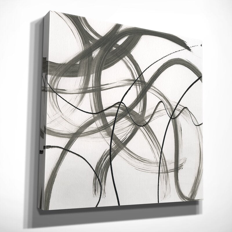 Abstract Flowing Lines Oil Painting for Modern Home Decor