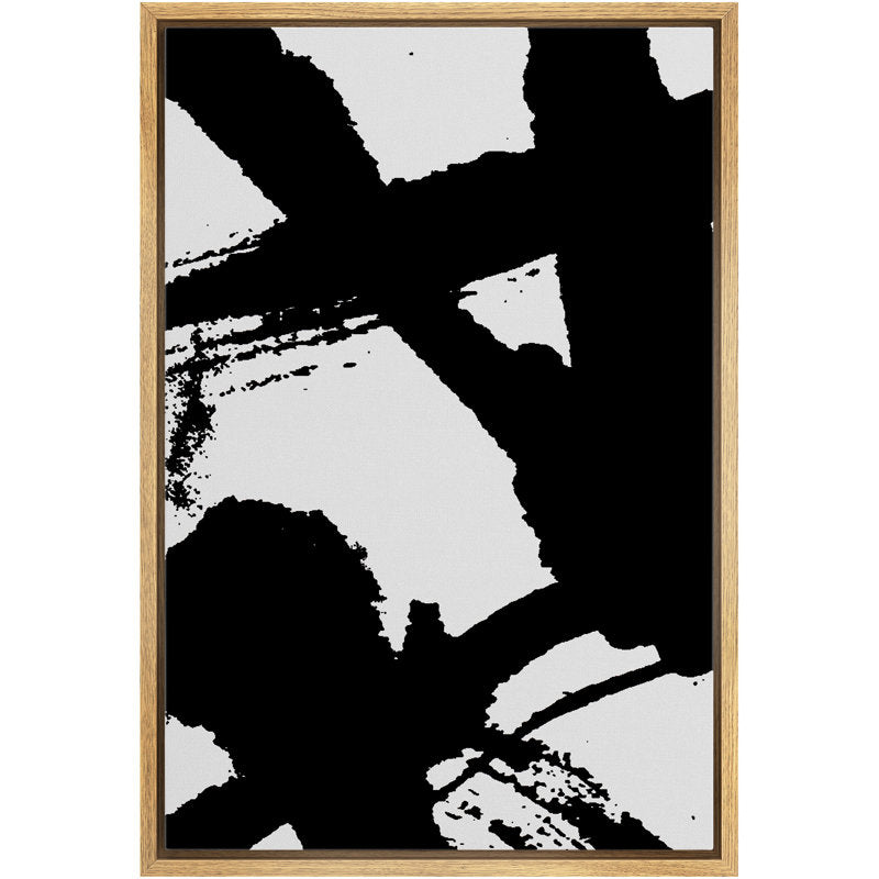 Dynamic Black and White Abstract Oil Painting with Bold Brush Strokes