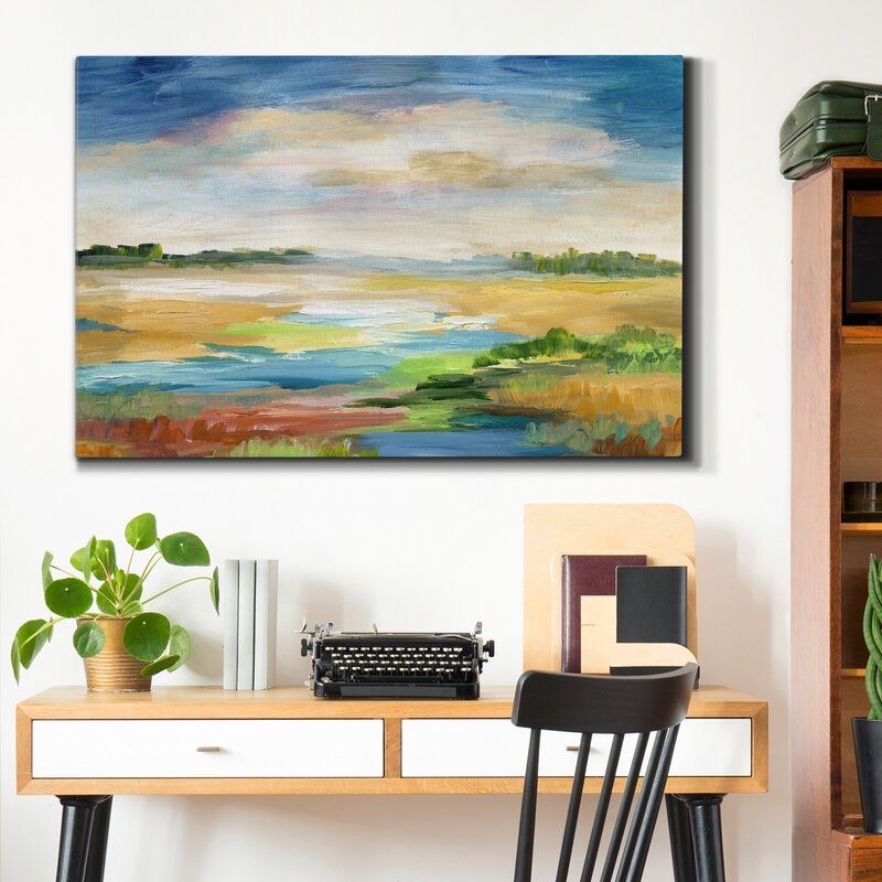 Tranquil Coastal Landscape Oil Painting Wall Art for Serene Home Decor