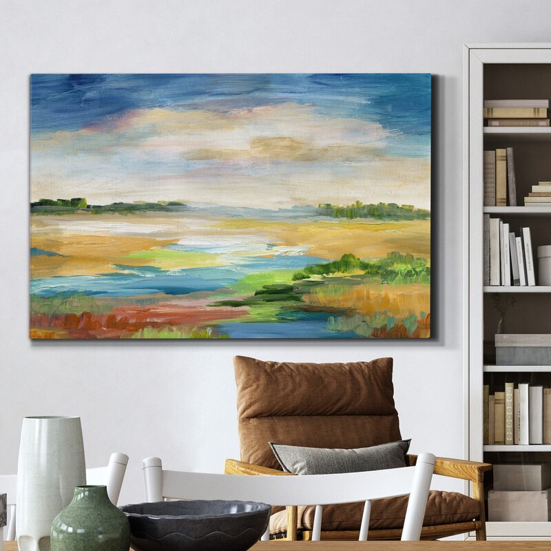 Tranquil Coastal Landscape Oil Painting Wall Art for Serene Home Decor
