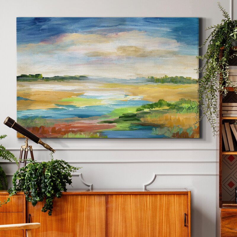 Tranquil Coastal Landscape Oil Painting Wall Art for Serene Home Decor