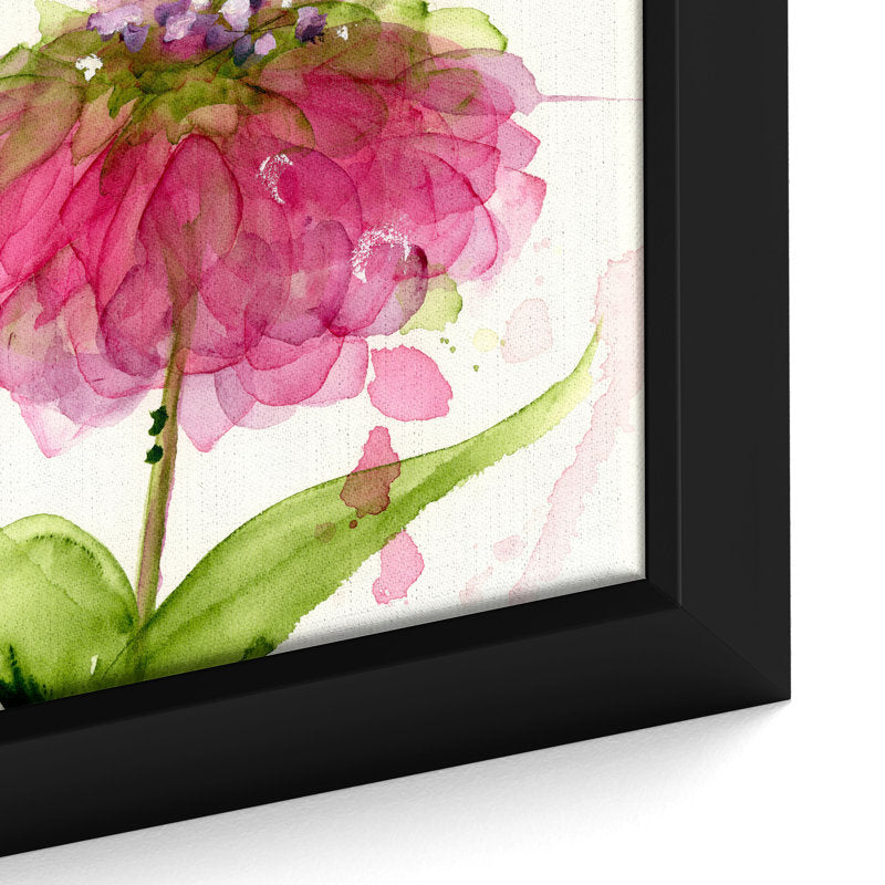 Beautiful Dragonfly Over Vibrant Zinnia Flower Oil Painting