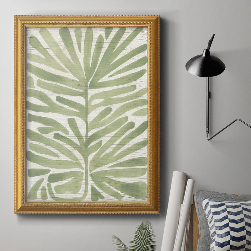 Lush Green Palm Leaf Oil Painting for Modern Home Decor