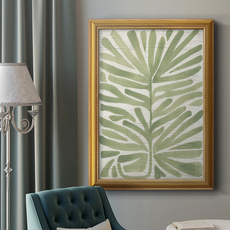 Lush Green Palm Leaf Oil Painting for Modern Home Decor