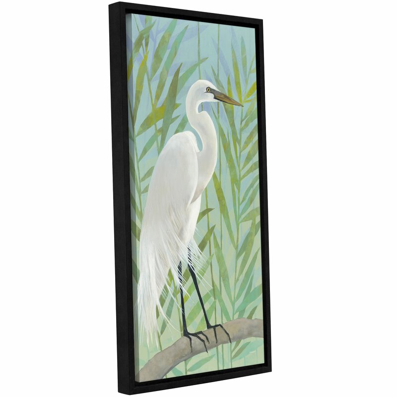 Serene Egret Oil Painting - Elegant Shoreline Art