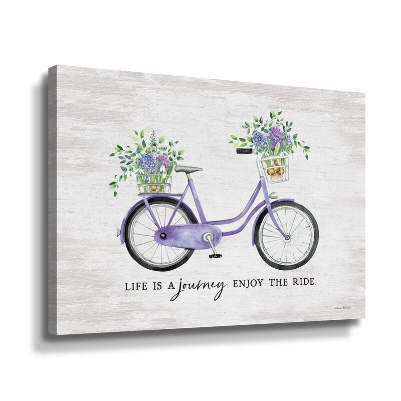 Whimsical Purple Bicycle with Flowers - A Vibrant Journey in Oil Painting