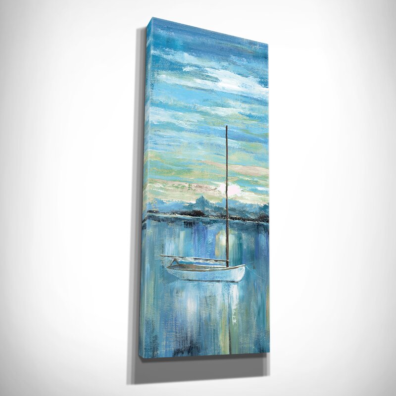 Serene Seascape Sunset with Sailboat and Calm Waters