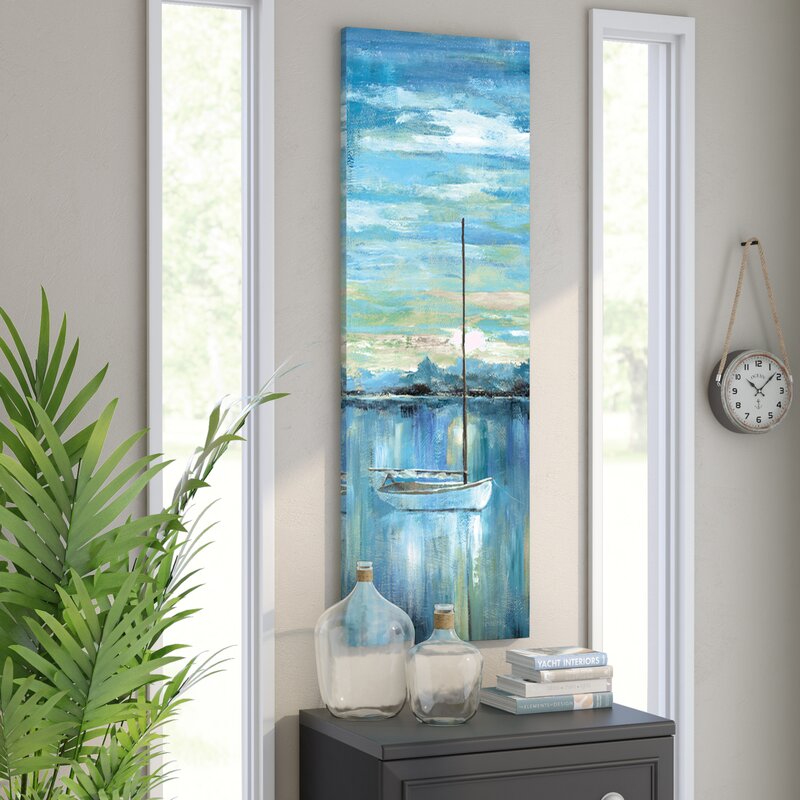 Serene Seascape Sunset with Sailboat and Calm Waters