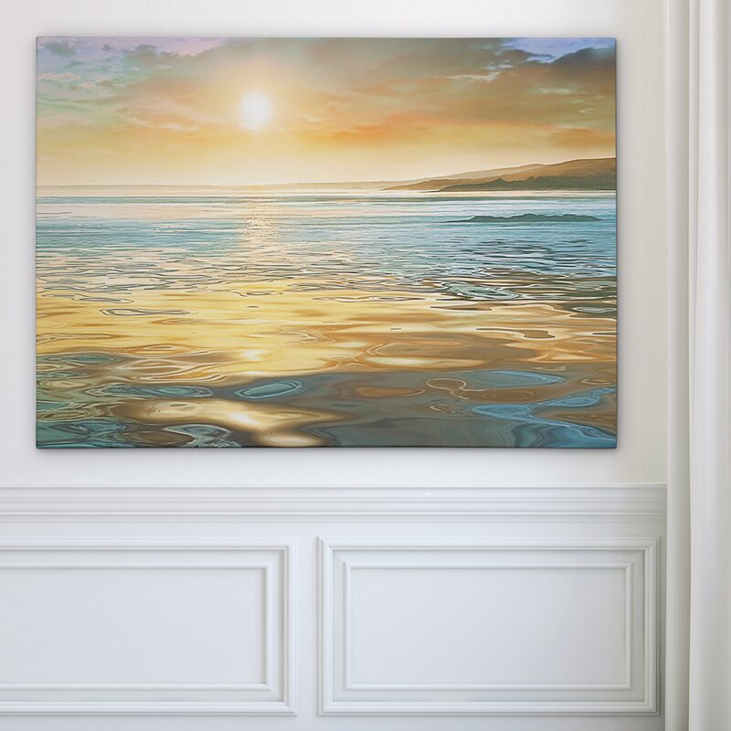 Serene Sunset Reflection Over Calm Waters - Elegant Oil Painting