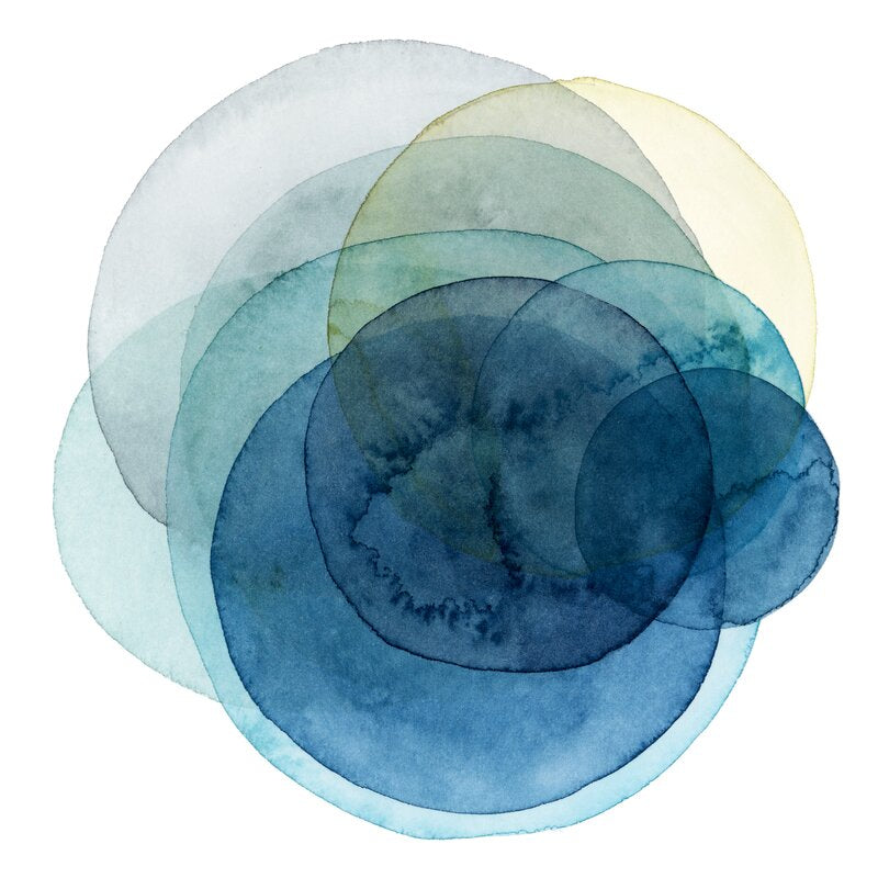 Abstract Blue Ocean Circles Oil Painting