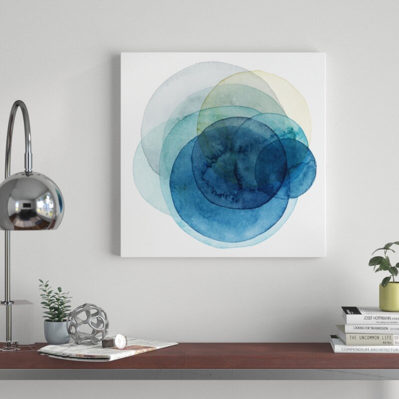 Abstract Blue Ocean Circles Oil Painting