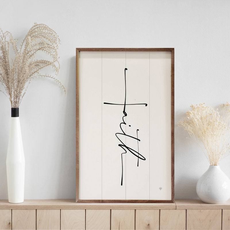 Elegant Faith Cross Art - Modern Black and White Oil Painting for Home Decor
