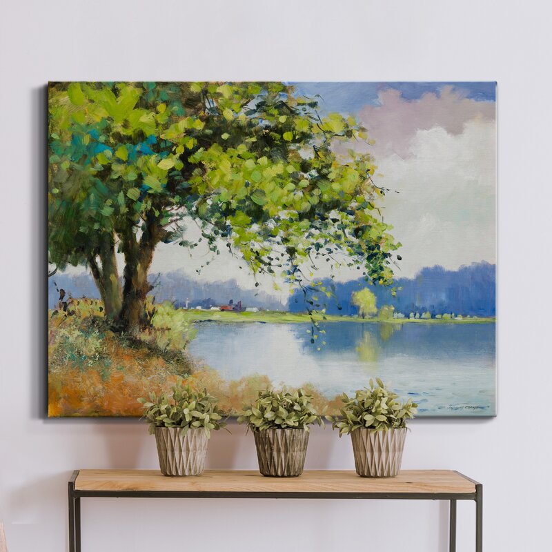 Serene Fall Landscape with Lush Greenery and Tranquil Waters