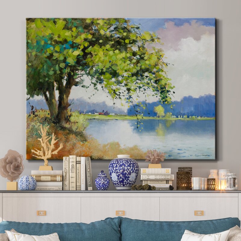 Serene Fall Landscape with Lush Greenery and Tranquil Waters