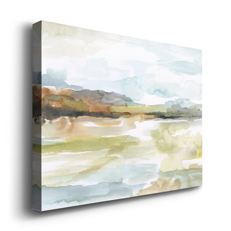 Tranquil Landscape Oil Painting - Serene Waters and Soft Skies Artwork