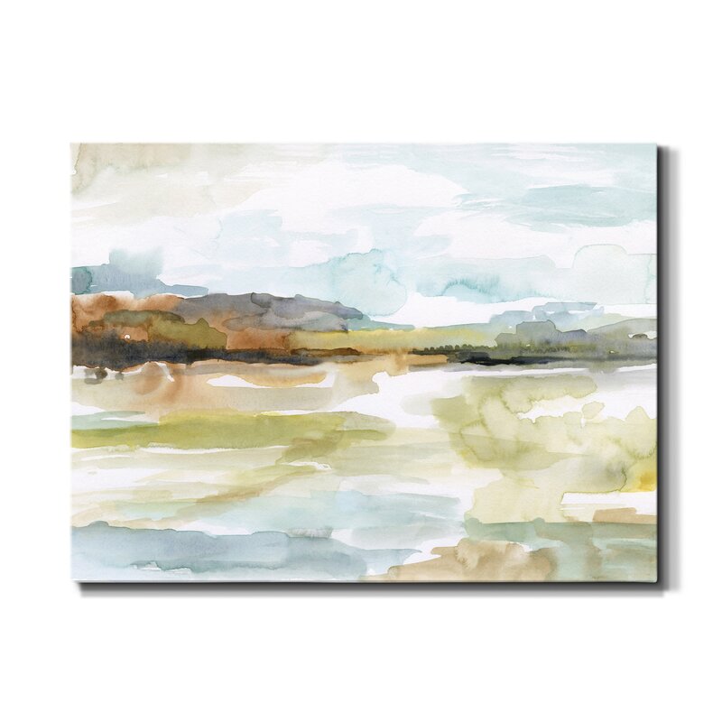 Tranquil Landscape Oil Painting - Serene Waters and Soft Skies Artwork