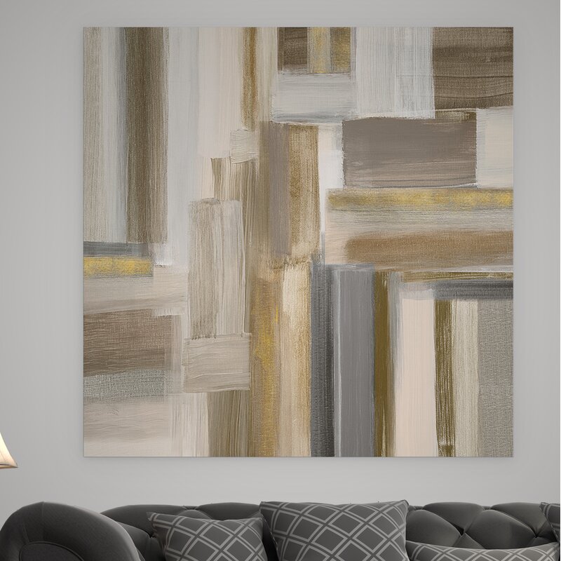 Abstract Oil Painting of Tranquil Fields in Earthy Tones for Modern Home Decor