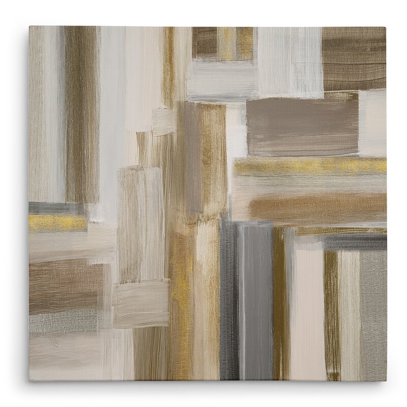 Abstract Oil Painting of Tranquil Fields in Earthy Tones for Modern Home Decor