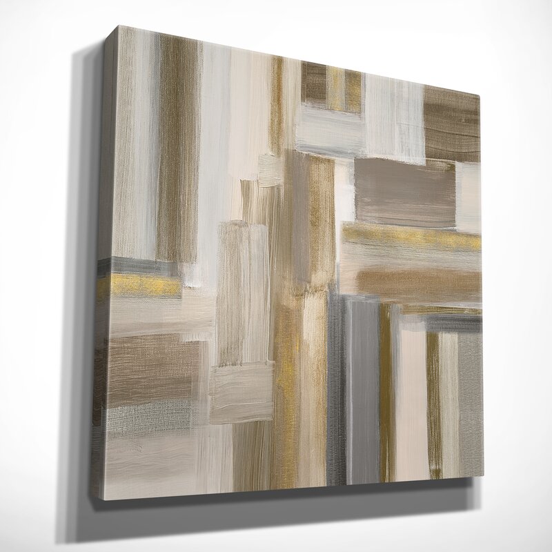 Abstract Oil Painting of Tranquil Fields in Earthy Tones for Modern Home Decor