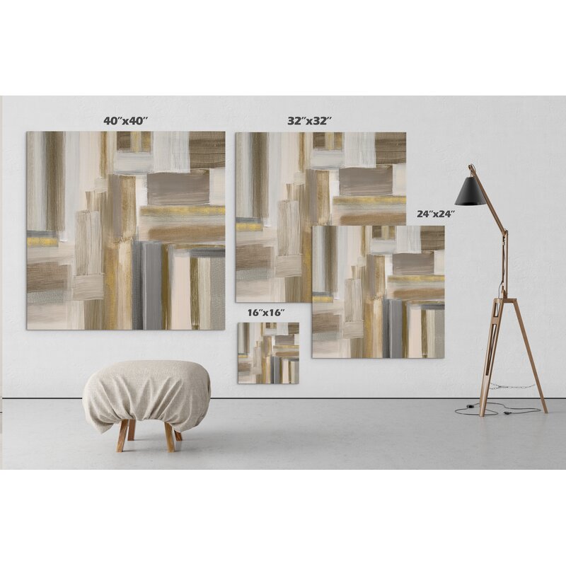 Abstract Oil Painting of Tranquil Fields in Earthy Tones for Modern Home Decor