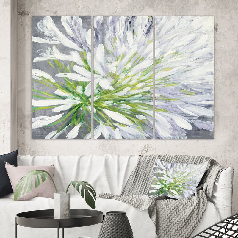 Vibrant Cleome Flower Triptych Oil Painting for Modern Home Decor