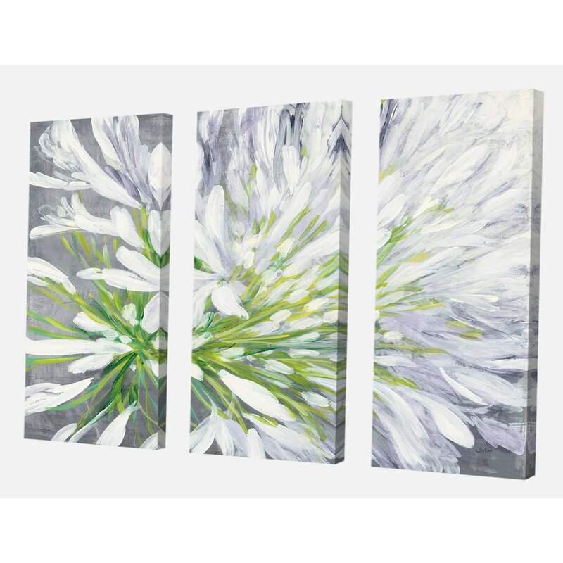 Vibrant Cleome Flower Triptych Oil Painting for Modern Home Decor