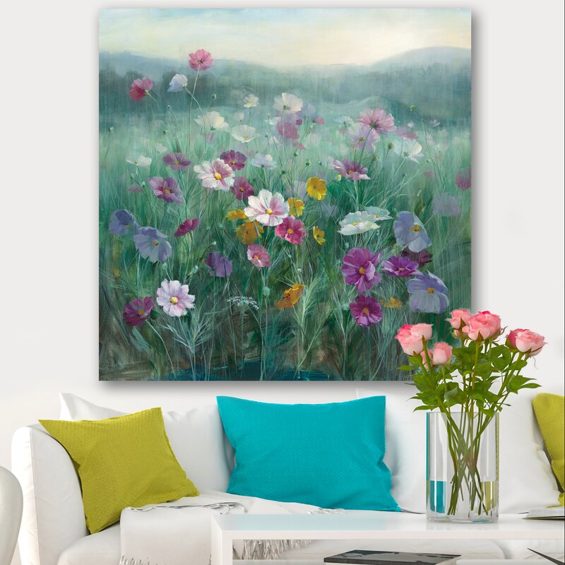 Vibrant Flower Field Oil Painting for Home Decor and Art Lovers