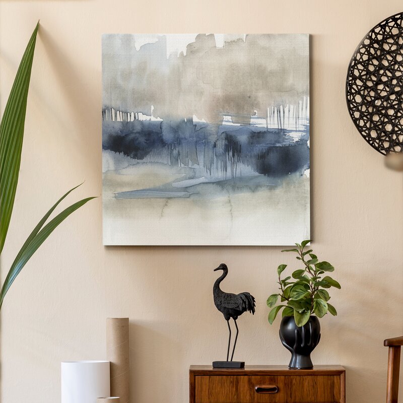 Serene Coastal Landscape Oil Painting with Mist and Horizon Depth