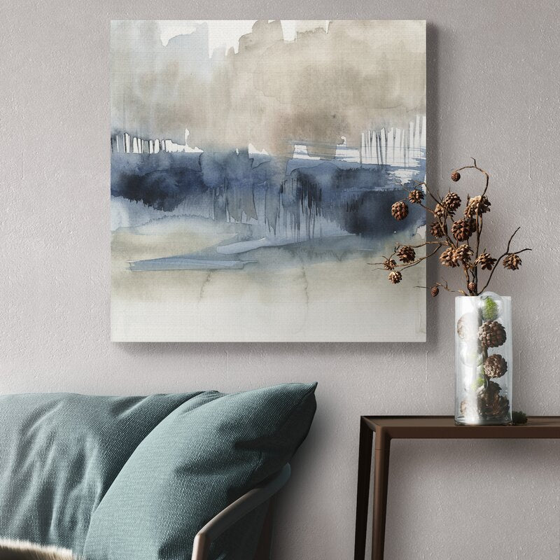 Serene Coastal Landscape Oil Painting with Mist and Horizon Depth