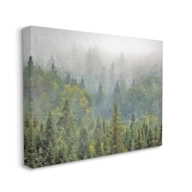 Misty Pine Forest - Serene Mountain Landscape Oil Painting Decor